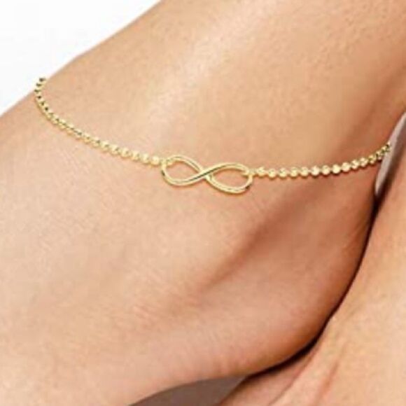 Sterling Silver or Gold Infinity ball chain Anklet - Picture 8 of 13